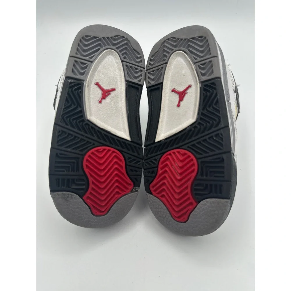 Jordan 4 Retro White Cement Kids 6C White Grey 308500-103 Toddler Sneakers - Picture 7 of 8
